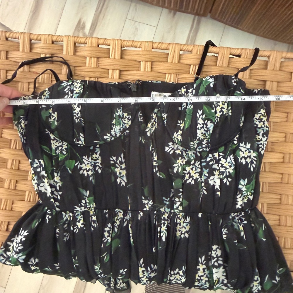 Sau Lee Georgina Ditsy Floral Gown Black Chiffon Pleated Bustier Maxi Dress Sz 4 - Picture 6 of 13